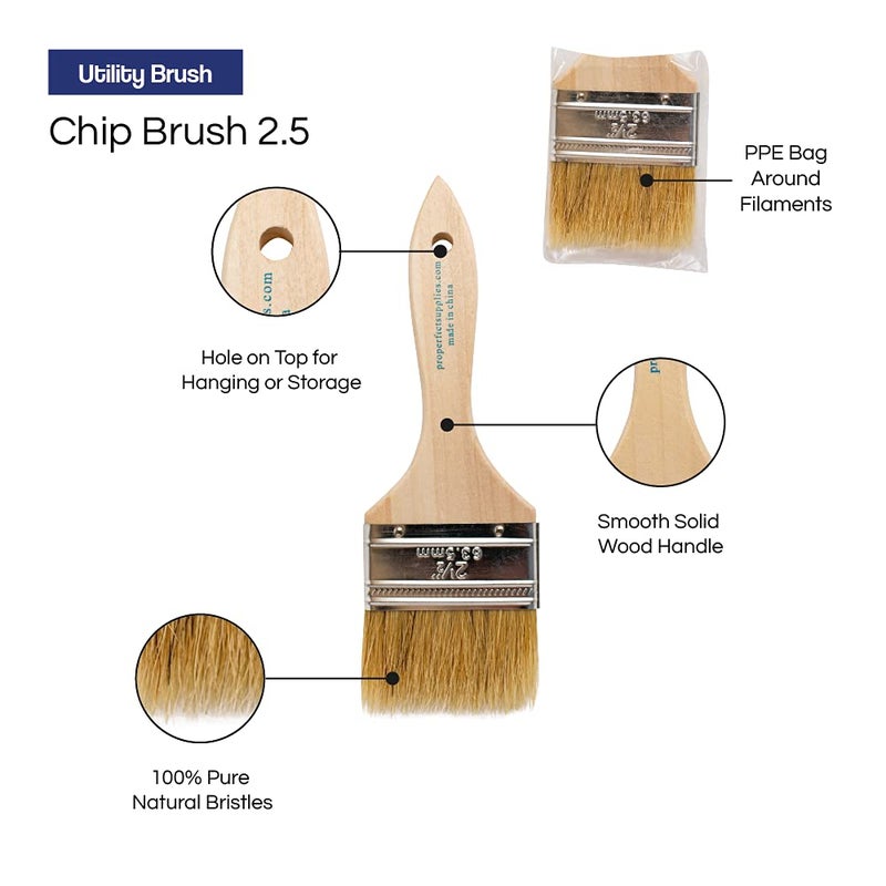Pro-Grade Pro Grade - Chip Paint Brushes - 36 Ea 2.5 Inch Chip Paint Brush Light Brown - Image 3